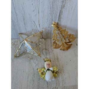 Brass star Angel tree vintage ornament set Xmas